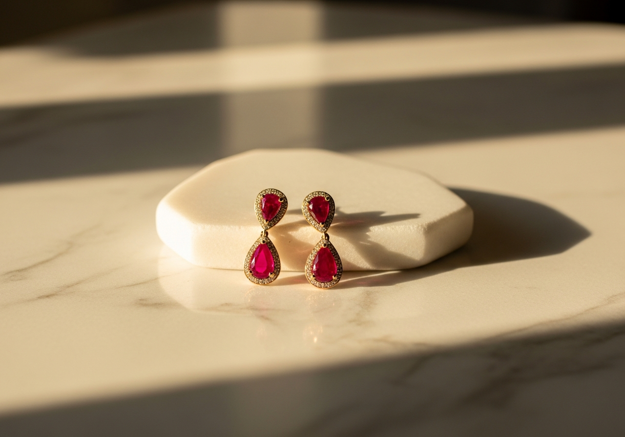 Pendants rubis et diamants haute joaillerie